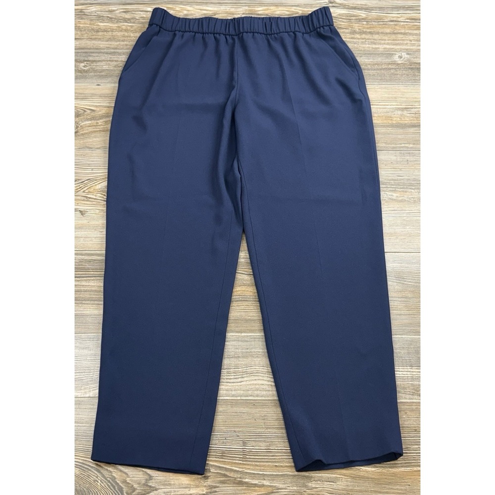 Escada Pull-On Pants Elastic Waist Straight Leg Pocket Blue Trousers EU40 US/Med